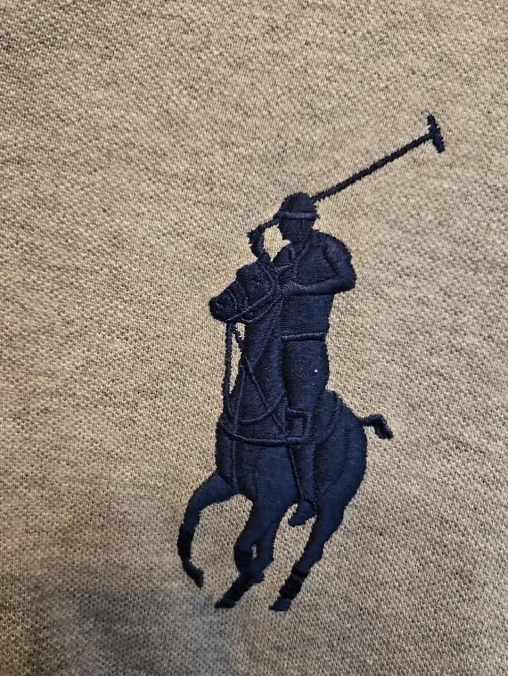 Ralph Lauren Polo Pony Embroidered Grey and Navy Polo - Picture 2 of 4